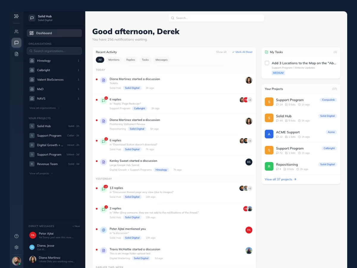 Solid Hub dashboard product shot