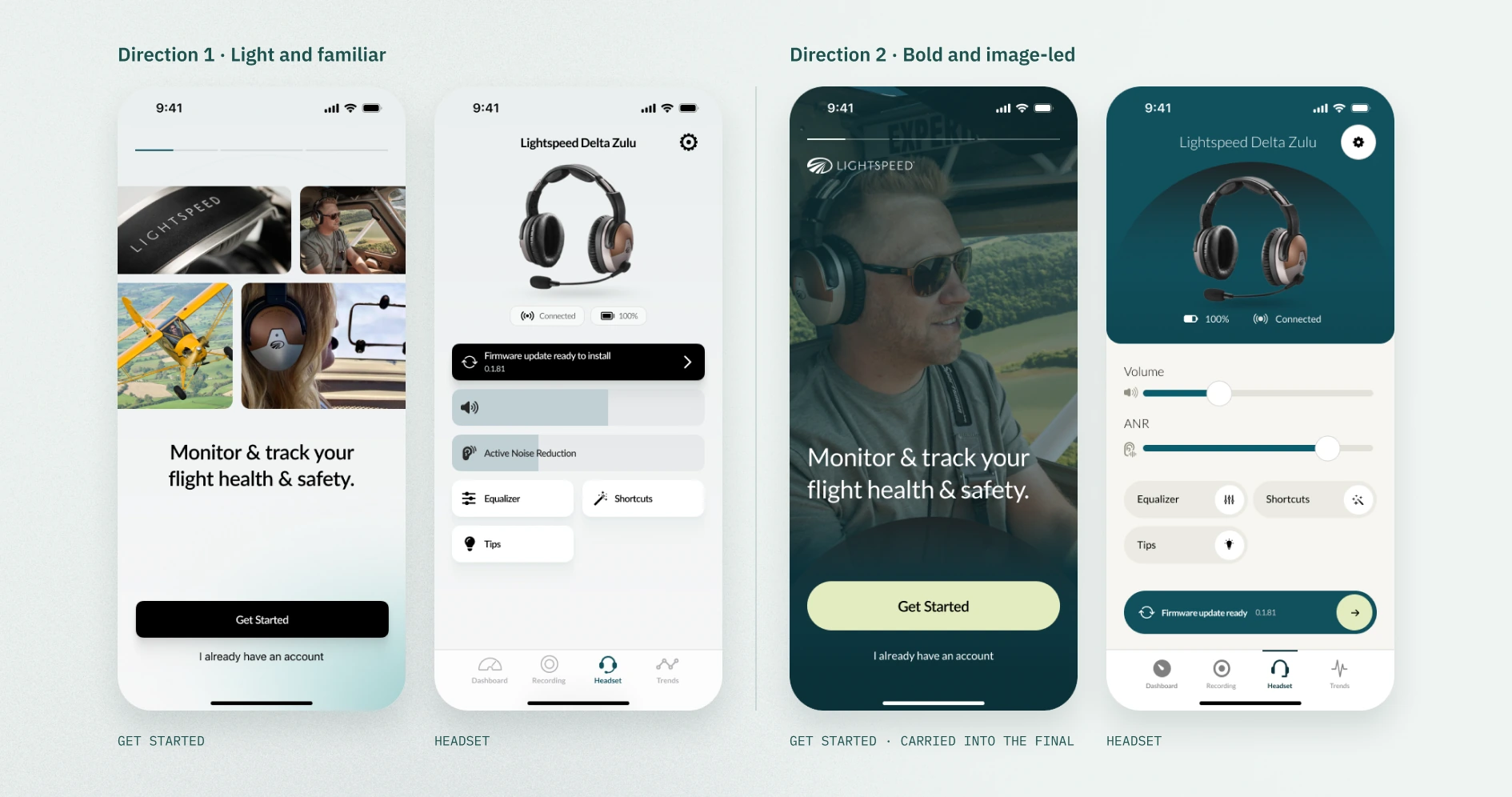 Two UI directions presented at the strategy walkthrough